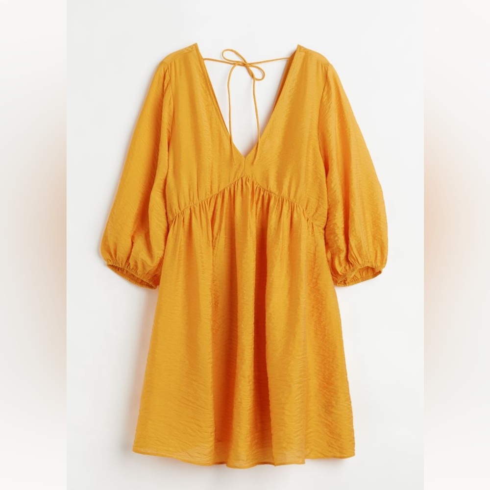H&M v-neck dress in deep yellow